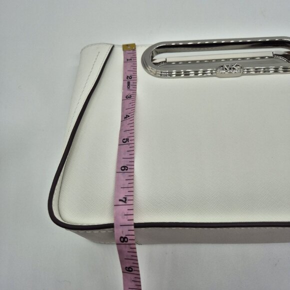 Michael Kors Chelsea Large Silver Convertible Clutch Optic White Shoulder Strap - Picture 13 of 15